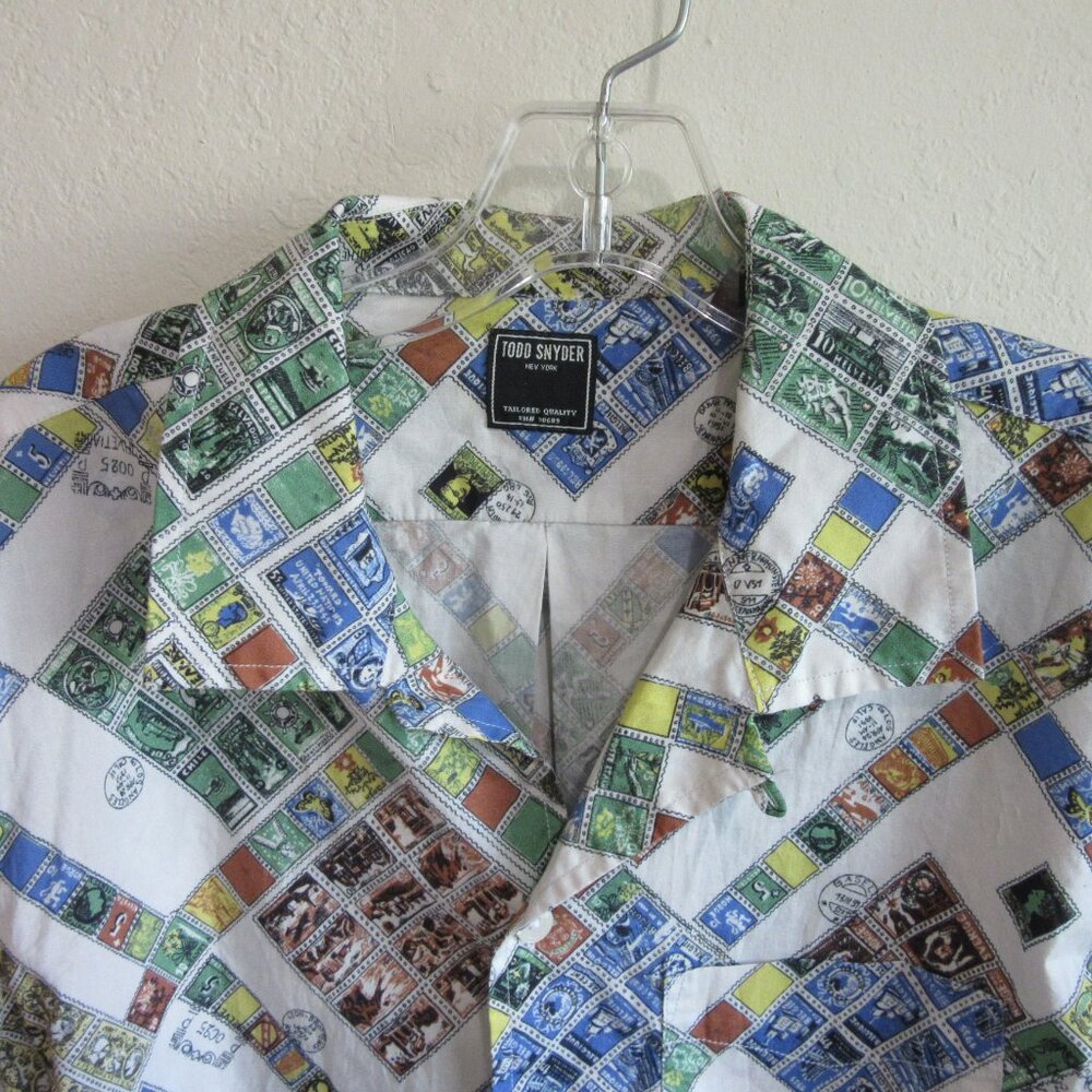 TODD SNYDER Multicolor M Men's Button Short Sleeve Collared Boxy Casual Shirt - Picture 2 of 5